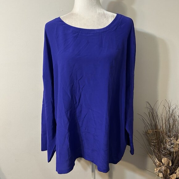 Missoni Tops - Missoni 100% Silk Purple Tunic Blouse Oversize Round Neck Long Sleeve Sz 48 - XL